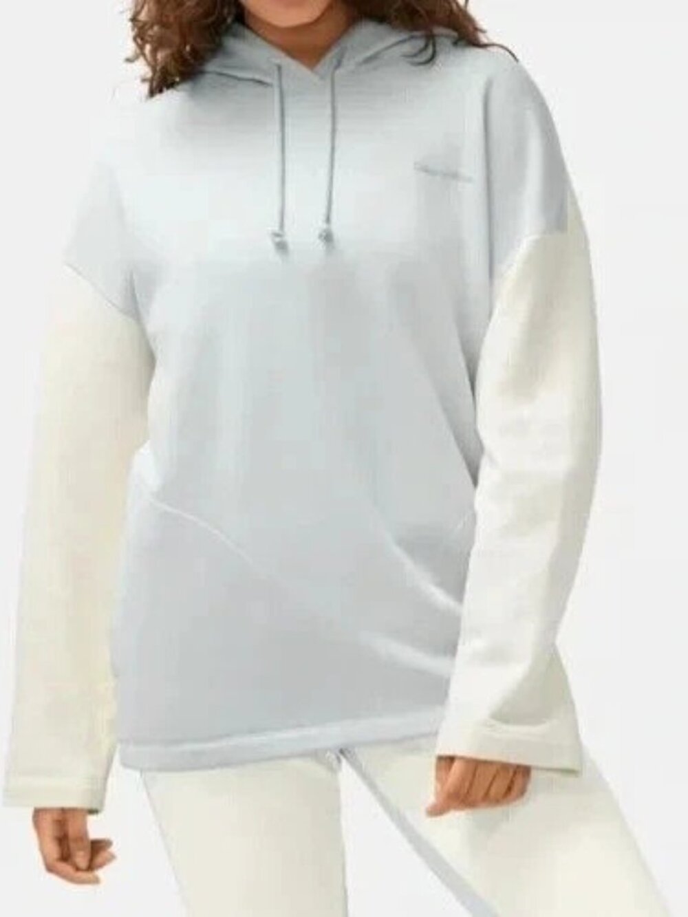 Outdoor Voices Oversized Sweater Hoodie Dove/Bone Long Sleeve Pockets Size M NWT